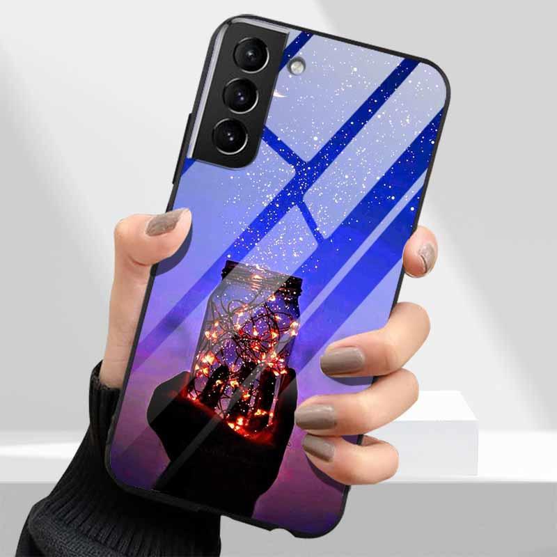 Tempered Glass Phone Cases for Samsung Galaxy S21 FE S20 S22 Plus Ultra 5G S 21 22 23 24 S23 S24 S24FE Cover Hard PC Back Shell