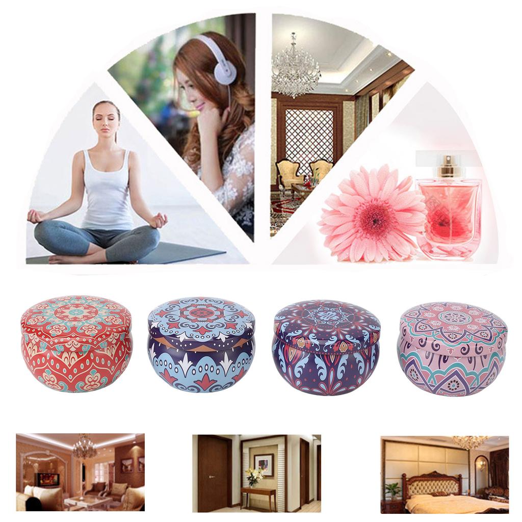 4pcs Long Lasting Aroma Aromatherapy Candle Set Dried Flower Scented Candle for Yoga Meditation Blue Box