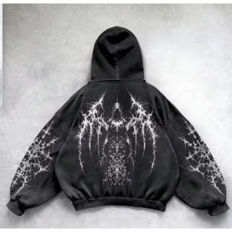 Y2K Vintage Punk Print Hoodie Gothic Couple Casual Sweatshirt Loose Fit