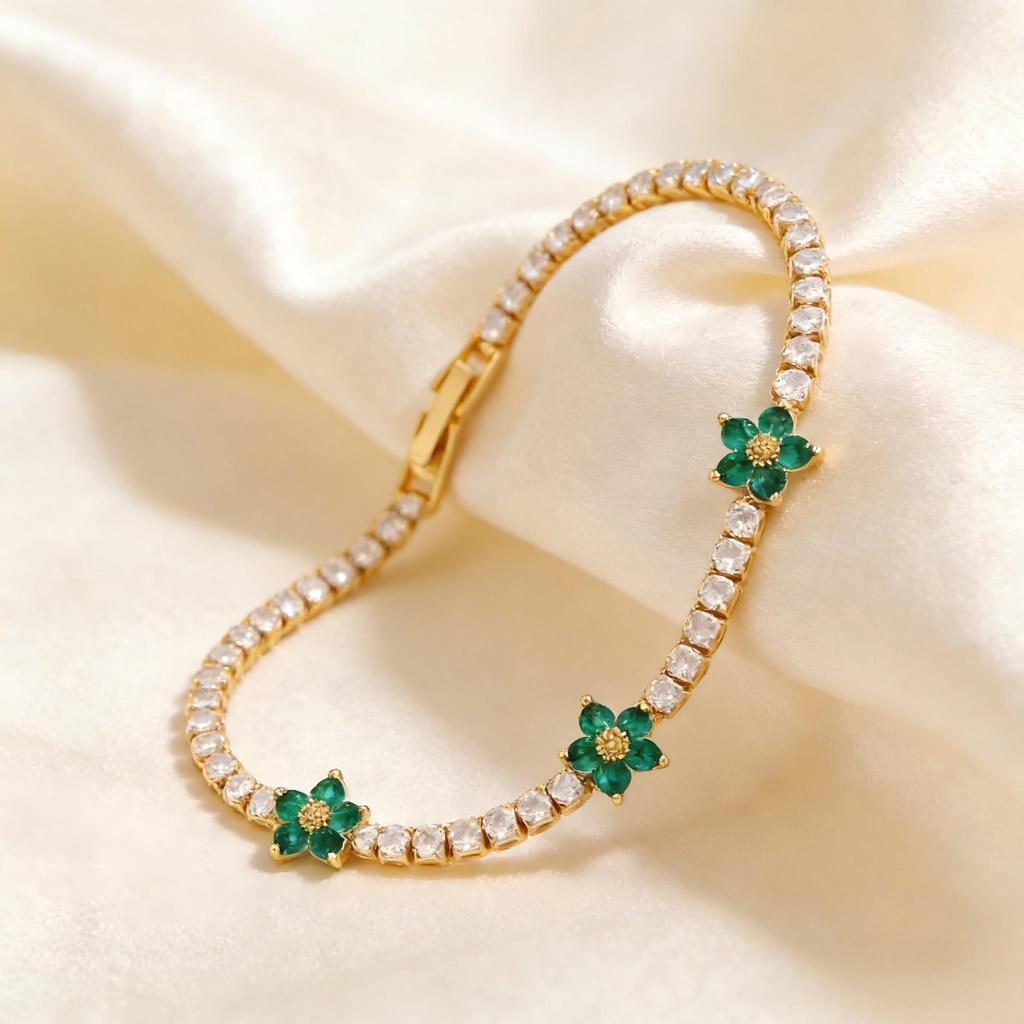 Luxury Flower Tennis Bracelet for Wome Colorful Zircon Floral Charms Tennis Chain Elegant Jewelry Tarnish Free