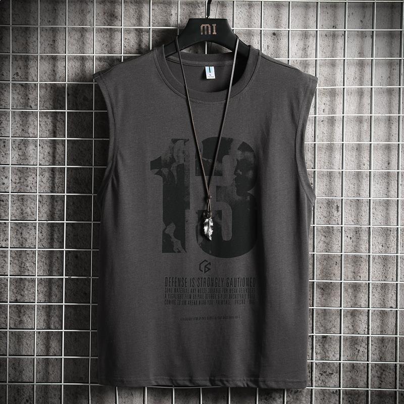 Sommer fritidssportsvest for menn Løs trend Ermeløs T-skjorte Klær Underskjorte Vest Bunnskjorte