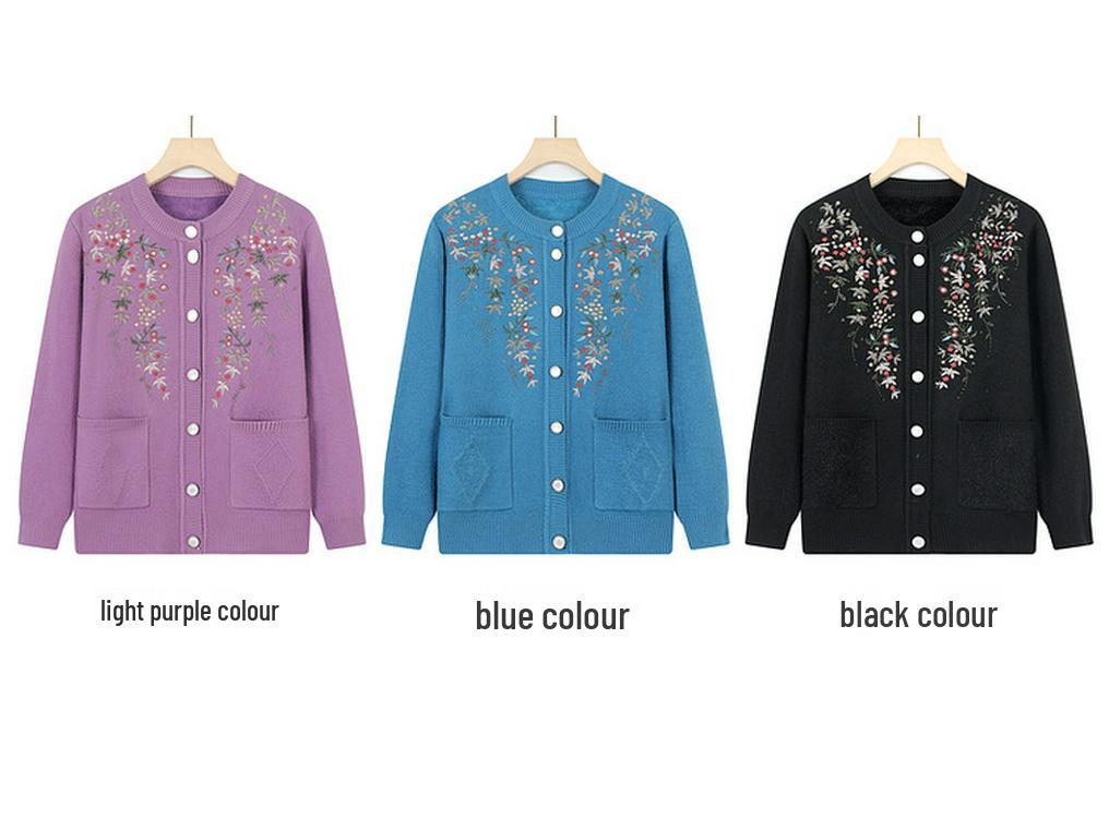 Damen-Winterpullover mit Samtfutter für mittlere und ältere Menschen - Kollektion 2025