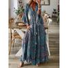 Abito Bohemian da Donna Estate Manica a Svaso Stampa Floreale Scollo a V Ampio Abiti da Donna Elegante Linea ad A Vita Alta Abito da Donna per Vacanze al Mare