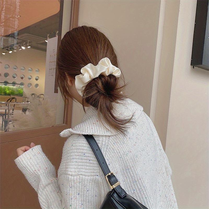 Chouchous en soie vintage pour cheveux, bandes élastiques pour cheveux, couleur unie, pour femmes et filles, couvre-chef, cravates pour queue de cheval, accessoires pour cheveux