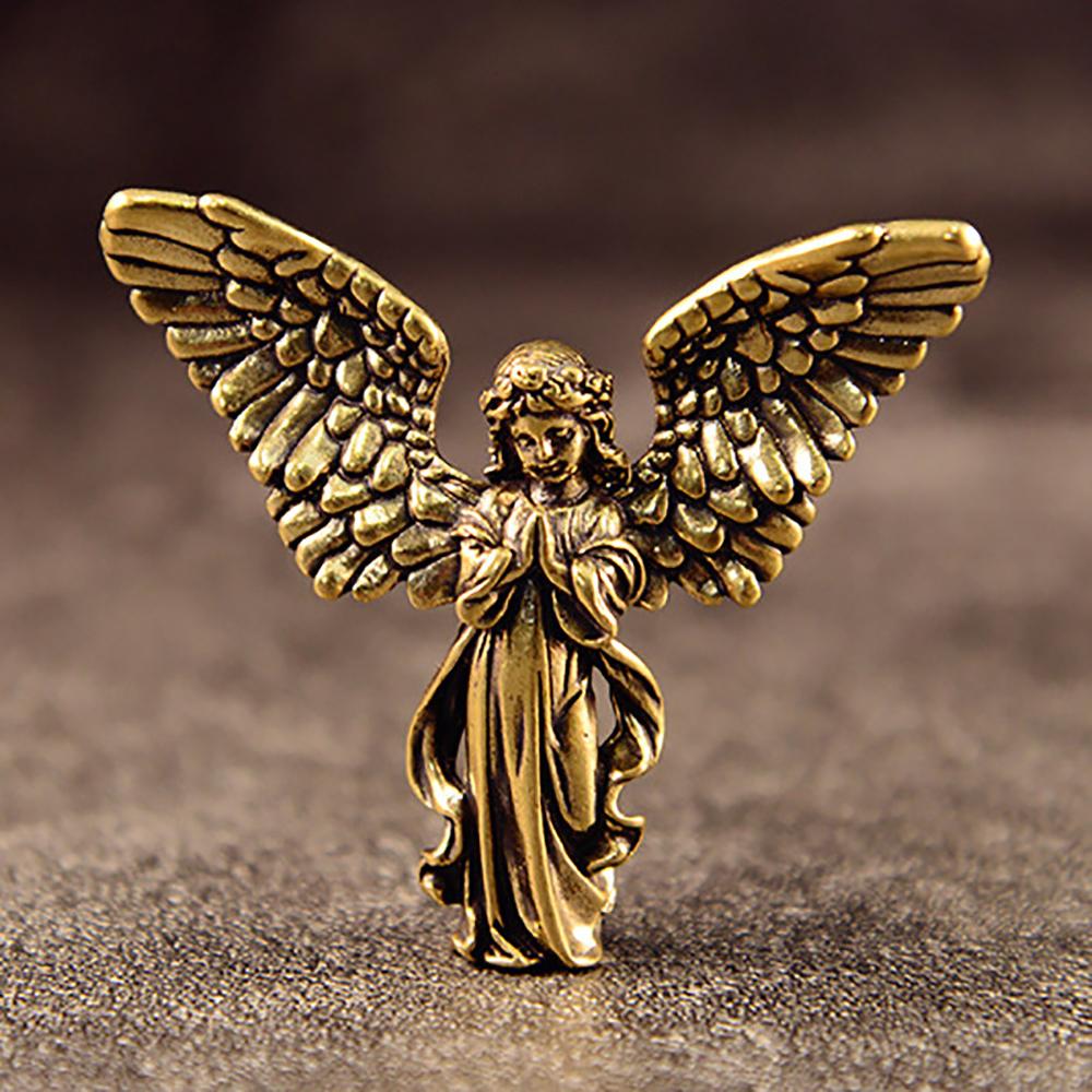 Vintage Brass Angel Cupid Statue Handmade God of Love Desktop Decor Home Decor Gift for Lovers Exquisite Artwork