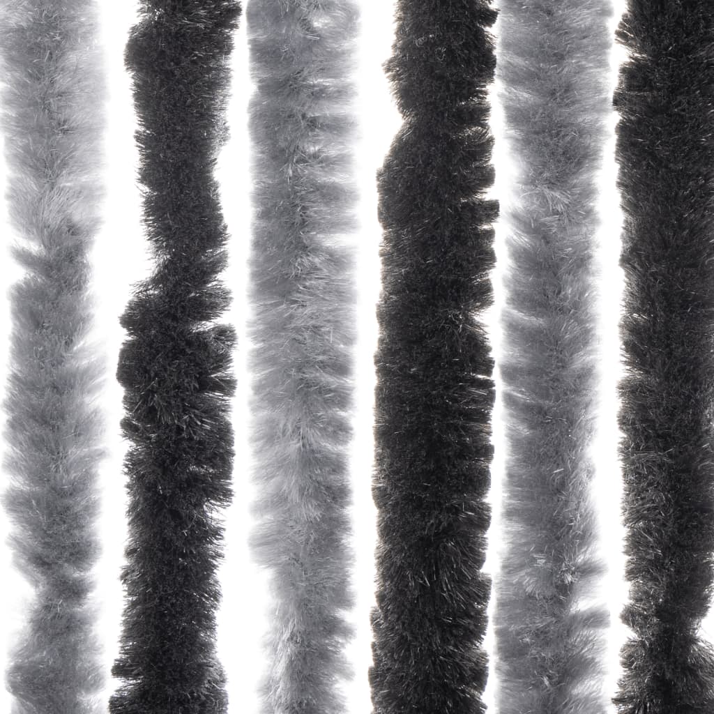 Fly Screen Curtain Grey and Black 100x200 Cm Chenille