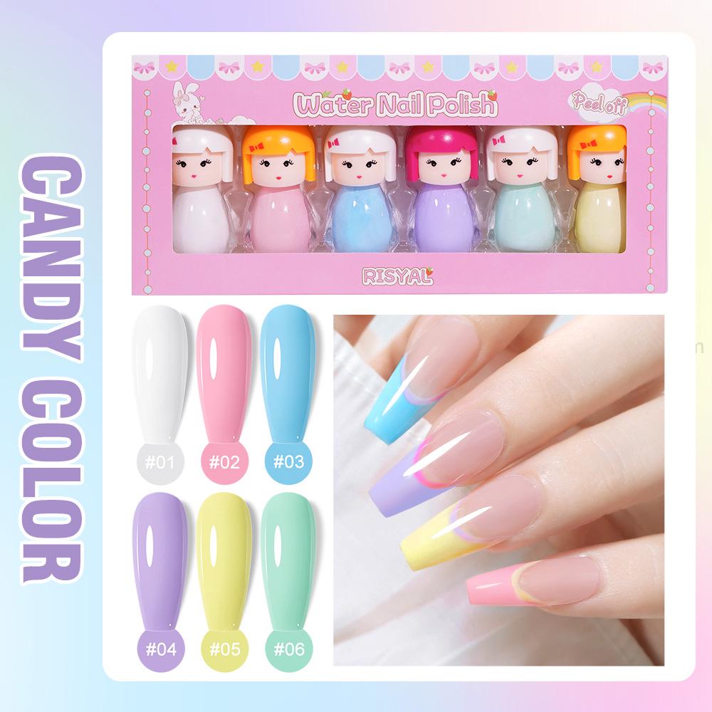 

Набор мультяшных отслаивающихся быстросохнущих лаков для ногтей на водной основе телесного цвета