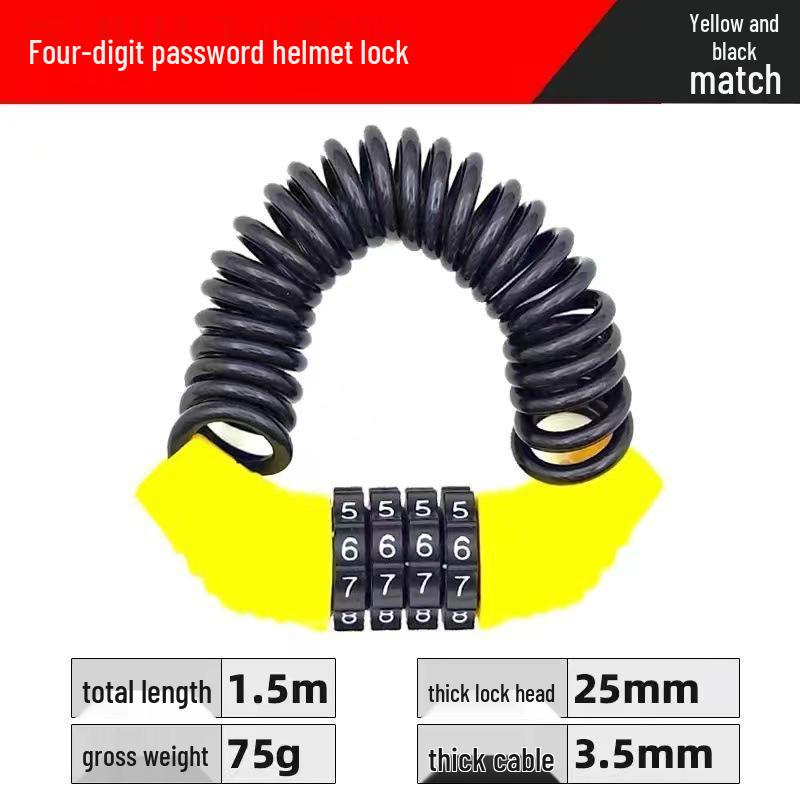 Anti-theft Cartoon Cow Combination Lock - Portable Motorcycle & Mountain Bike Helmet Retractable Steel Wire Lock