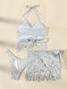 2024 Electric Music Festival Glitter Tassel Swimsuit: Sexy Three-Piece Set for Women.