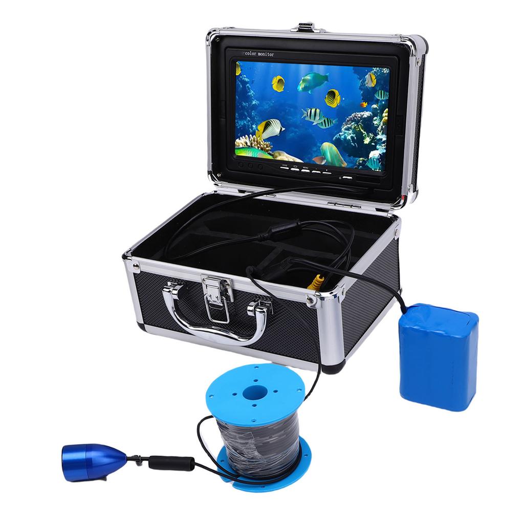 Underwater Fishing Camera 7 Inch Screen Fish Finder with 8 LED Lights Water Proof Aluminum Alloy Case 30m Cable for