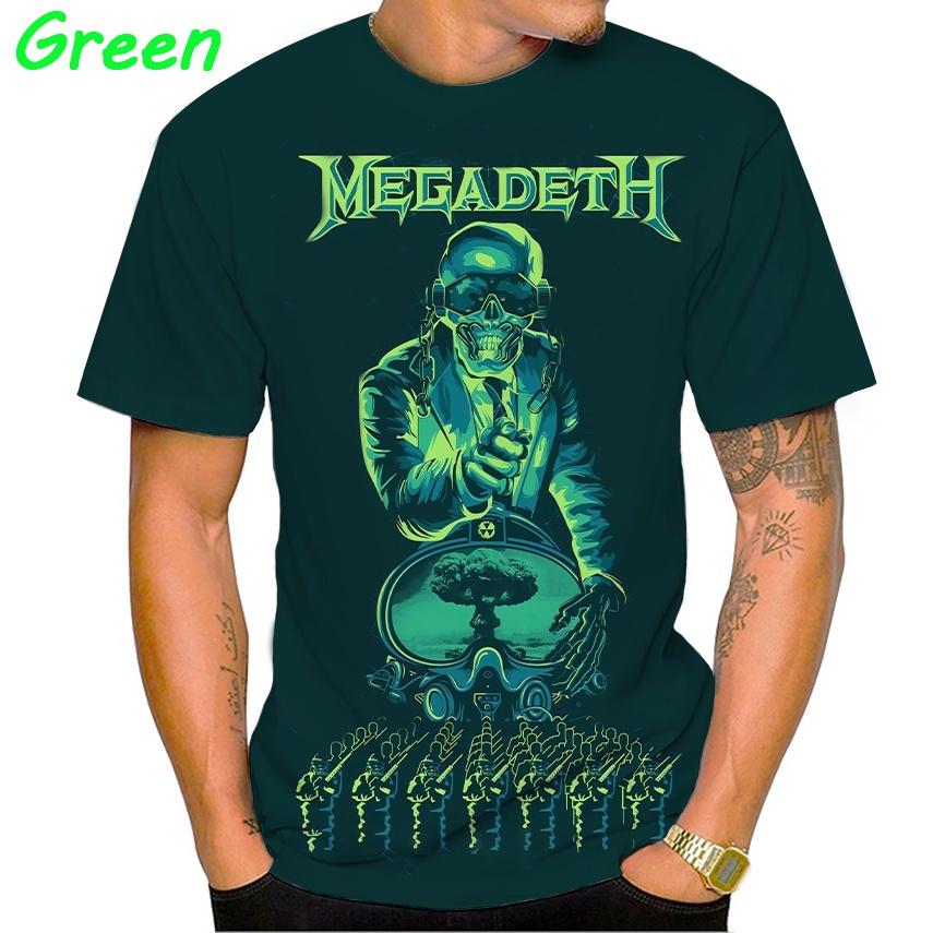 Letní nové módní Megadeth 3D tisk ležérní pánské kulaté tričko s krátkým rukávem