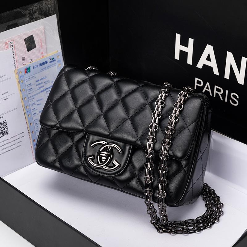 Women's bag new fashionable and versatile high-end diamond chain bag leather shoulder  bag tide