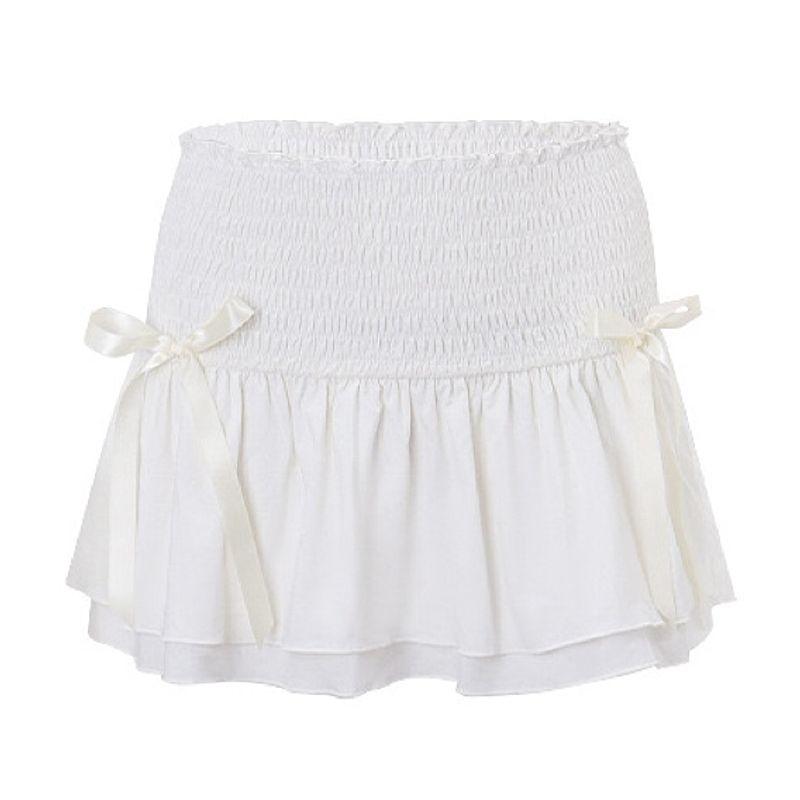 

Skirt Set Fashion Sexy Short Temperamental Puff Sleeve Top Low Waist Slim Skirt Sweet Set Women Short skirt L