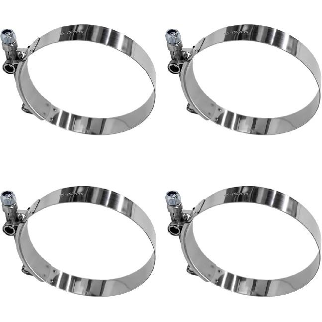 4 PCS 2" T-Bolt Hose Clamp, Stainless Steel Adjustable Pipe Clamp with Working Range 57-65mm, Heavy-Duty Turbo Intake Intercooler Clamps ert Locknut
