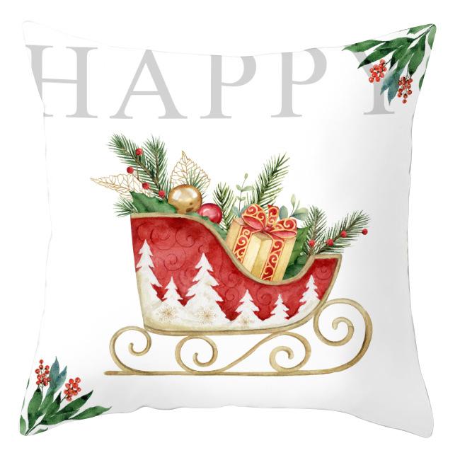 Cross-border Wholesale Christmas Pillow Covers Printed Holiday Sofa Car Pillow Waist Back Cushion Cover