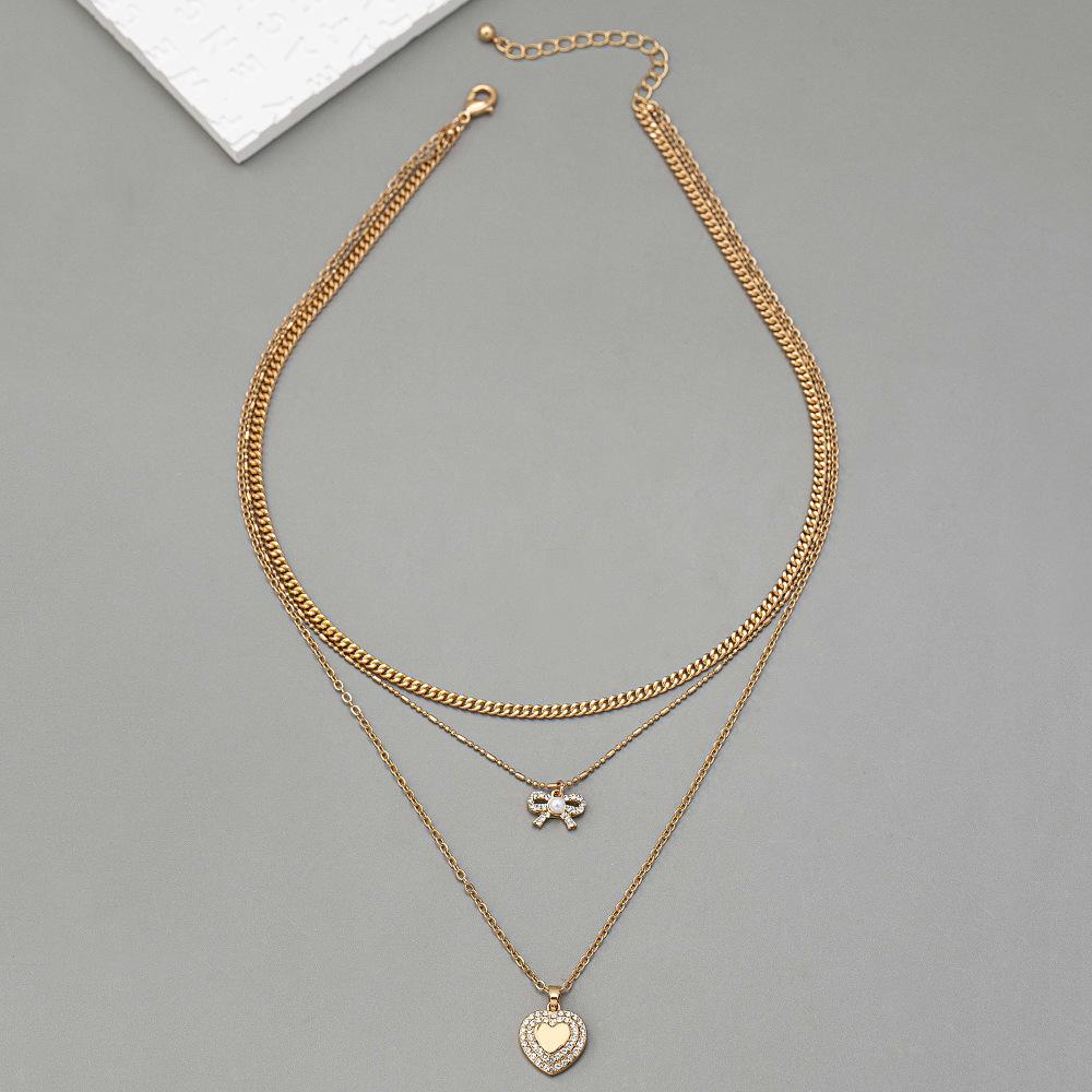 

Ожерелье, модное для работы, нишевый дизайн, кулон в виде банта в форме сердца, многослойное ожерелье, аксессуары для ожерелья для женщин