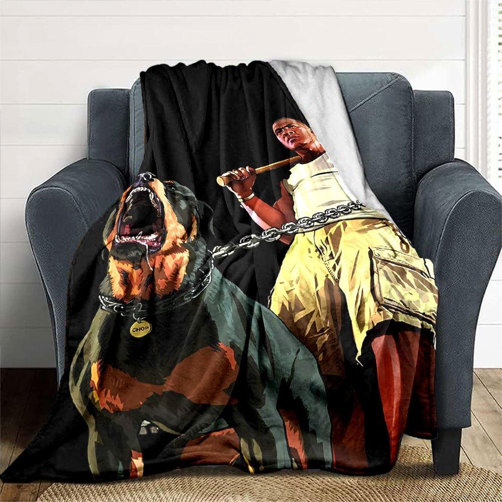 1pc Grand Theft Auto Soft Flannel Blanket with Designer Print A cozy blanket for all seasons, perfect for the couch, bed, office