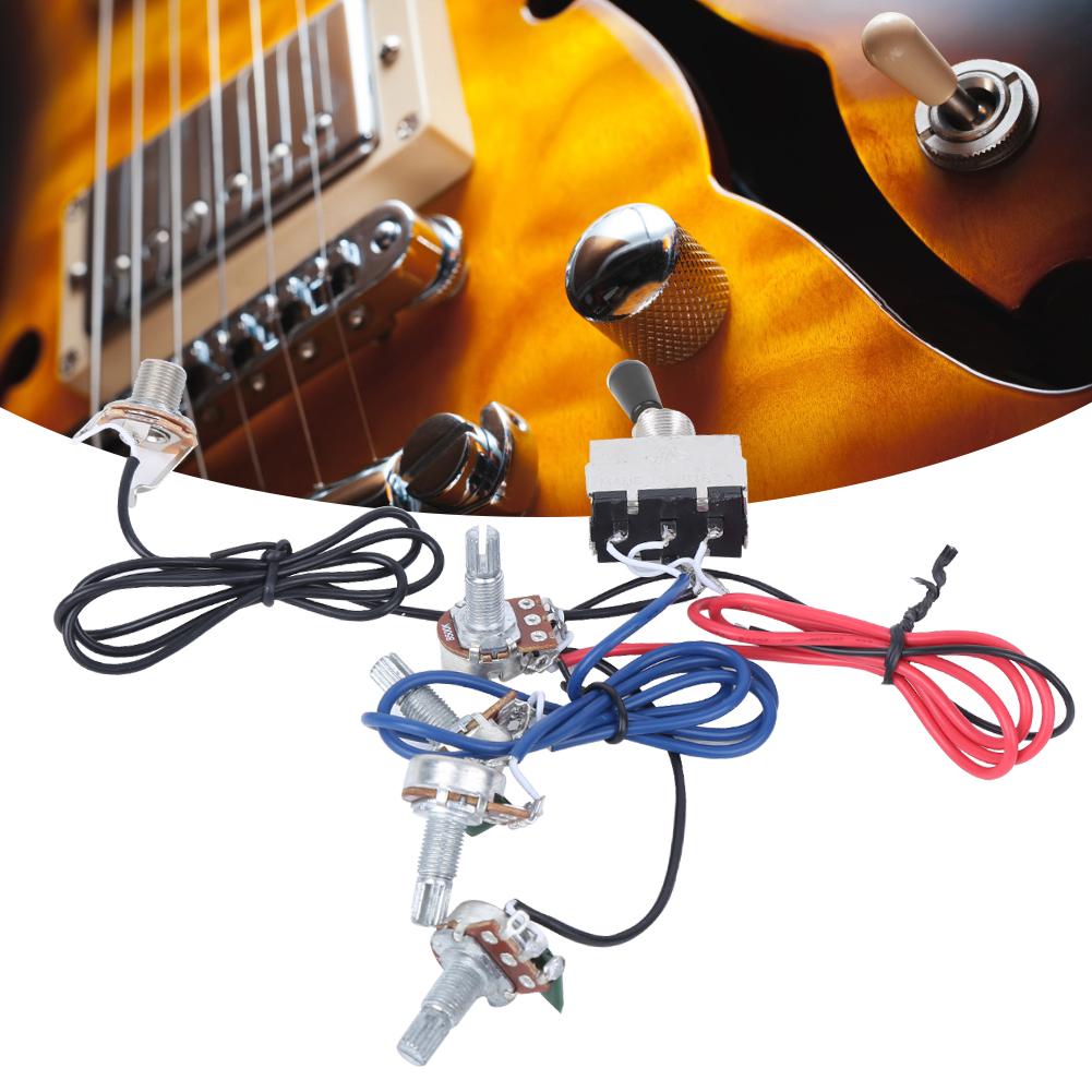 Guitar Wiring Harness Kit Prewired 3 Way Switch 2V2T1J for Electric Guitar Wire AccessoriesBlack