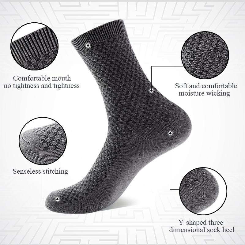 10 pares Primavera Verano hombres negocios calcetines de fibra de bambú transpirable desodorante antibacteriano calcetines casuales de alta calidad para hombre calcetines largos deportivos 5 colores