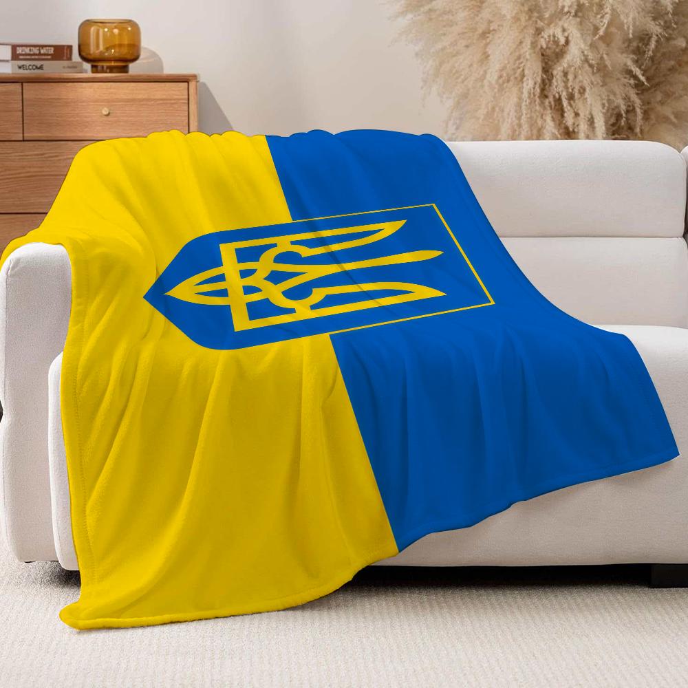 Nation Flag U Ucrania Blanket For Sofa Office Bed Plane Travel Sleep Read Relax Camping Soft And Warm