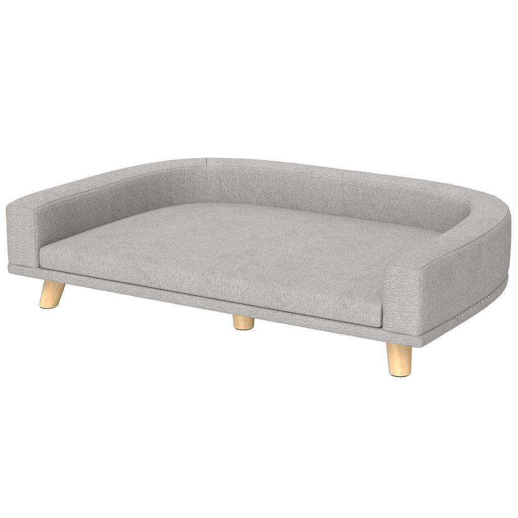Dog Sofa for Large Dogs Up To 30 Kg, Padded, Pine Wood Legs, 98 X 67 X 25 Cm, Gray