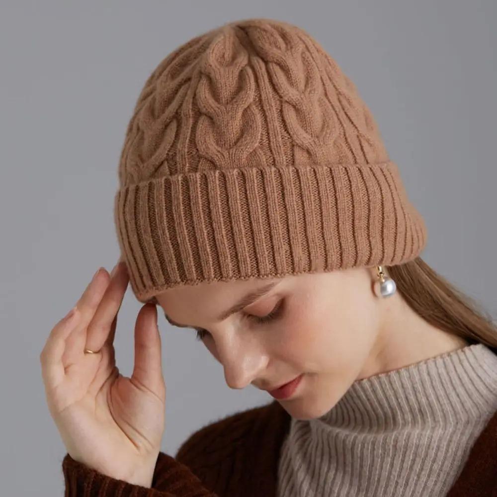New Thickened Knitted Cap Solid Color Elasticity Beanie Soft Slouchy Bonnet Women Men