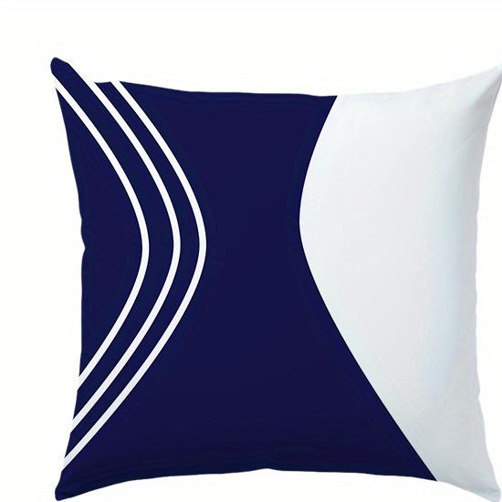 Blue Pillow Sofa Navy Blue Double-Sided Printed Pillow Cover Short Plush Suitable Living Rooms Bedrooms Sofa Throw Cushion Cover