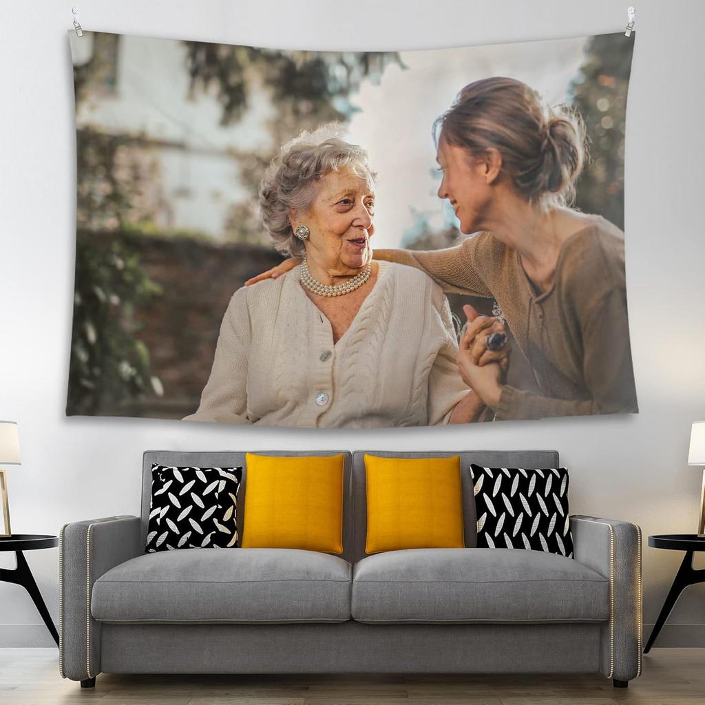 BLINGPAINTING Personalized Tapestry Upload Your Image Custom Tapestries, Customized Own Photo Banners, Custom Wall Hanging Horizontal (95''WX85''L)