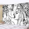 Kreatives Linienzeichnung Wandbehang Boho Dekor Hippie Kuss Psychedelisch Abstrakt