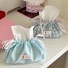 Blue Plaid Bow Tissue Bag: Single-layer Drawstring Cover for Living Room or Bedroom Storage