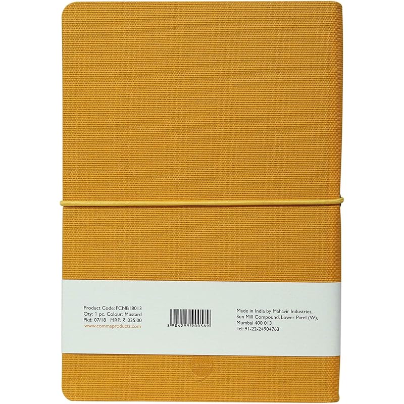 

COMMA Regina A5 Size Hard Bound Notebook with a Horizontal Elastic Band Closure 192 Pages 80gsm Natural Shade Paper 5 жовтий