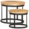 Day and Night - Day and Night Round Side Tables 2 Pcs Solid Mango Wood and Steel