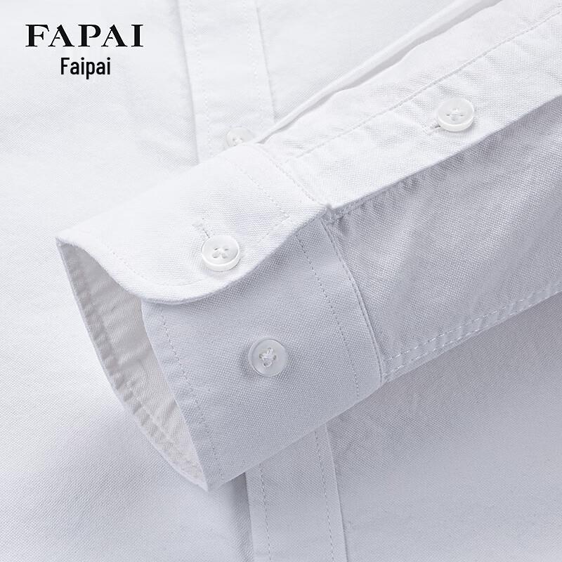 FAPAI Men's 100% Cotton Oxford Solid Long Sleeve Casual Shirt