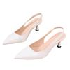 Baotou empty sandals French pointed women's shoes temperament thin heels single shoes European and American high heels large size shoes