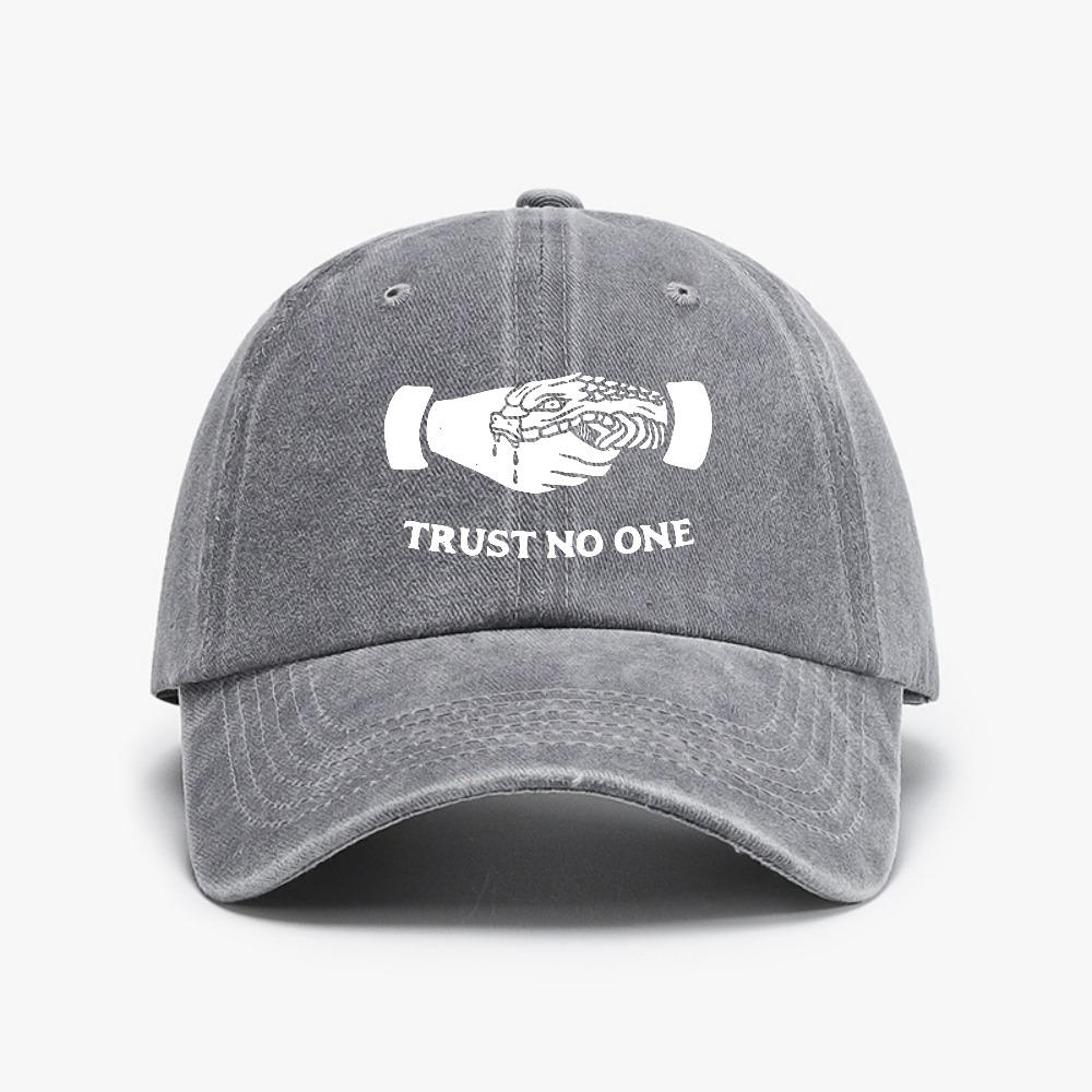 

Unisexs Trust No One Printed Hat Unisex Teens Design Hip Hop Hats Summer Trendy Distressed Washed Baseball Cap Adjustable