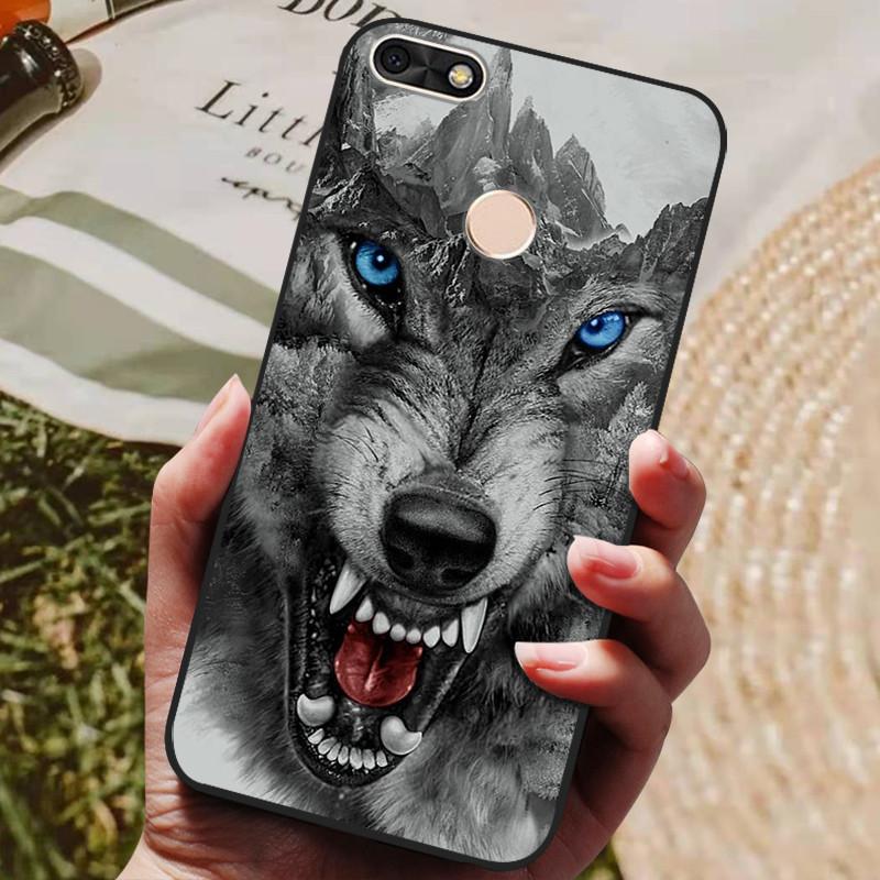 Per Huawei P Smart 5.65 pollici Custodia in TPU Morbido Silicone Lupo Carino Cover Posteriore Custodia per Telefono Per Huawei P Smart 2018 FIG-LX1 Custodia PSmart