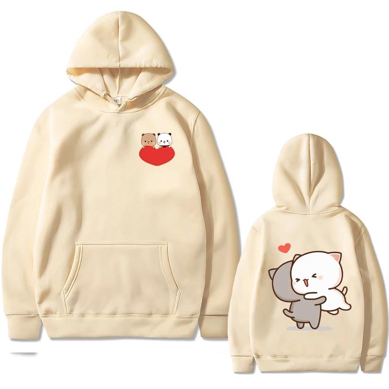 Cartoon Couple Graphic Hoodies for Women Men Clothing Cute Anime Printed Hooded Pullover Long Sleeves Fleece Streetwear