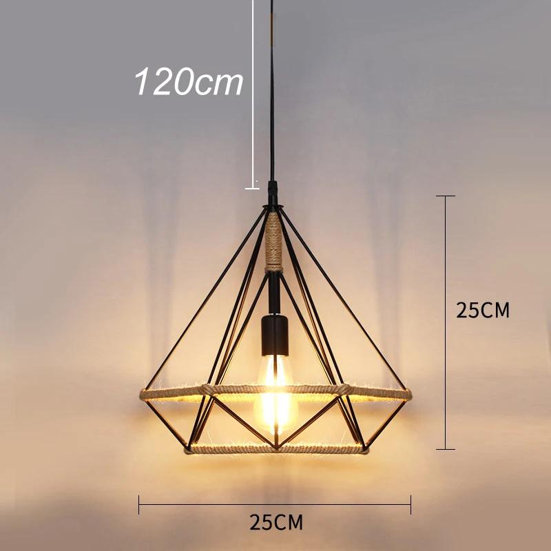 

Испанский классический подвесной светильник из сизалевой веревки E27, подвесная лампа, ретро-антикварная индустриальная люстра-фонарь, железная свеча, бытовая техника