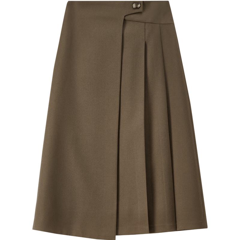 Shangdu Bila Women's Winter Linen Blend High-Waist A-Line Skirt