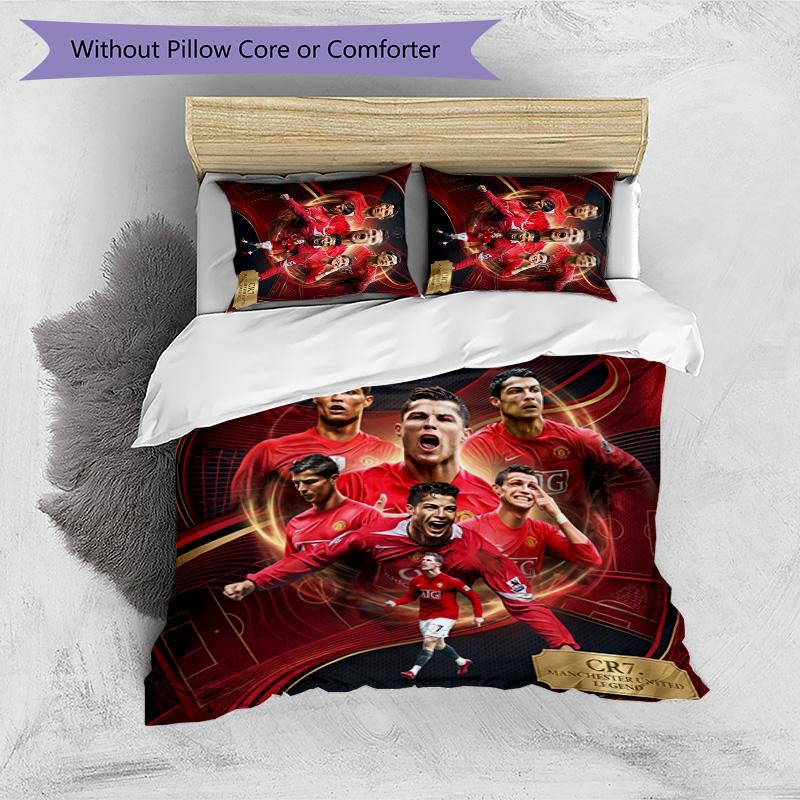 Set Lenzuola Stampate Cristiano Ronaldo 3 Pezzi Copriletto Accogliente Traspirante come Regalo per Inaugurazione Casa o Festa