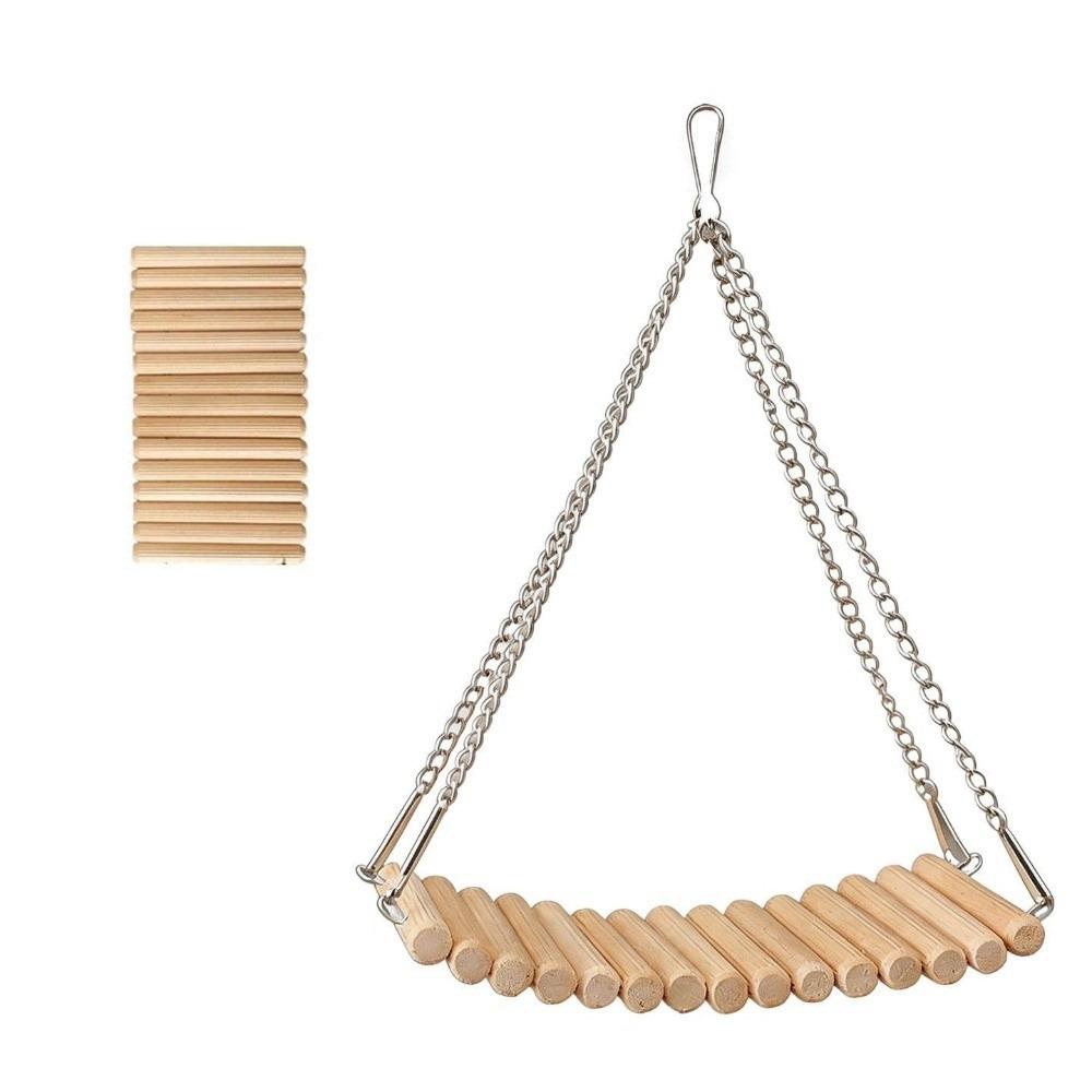 Easy To Install Bird Cage Swing Toy Wood Parrot Training Bridge Hamster Hammock Toy Small Animals