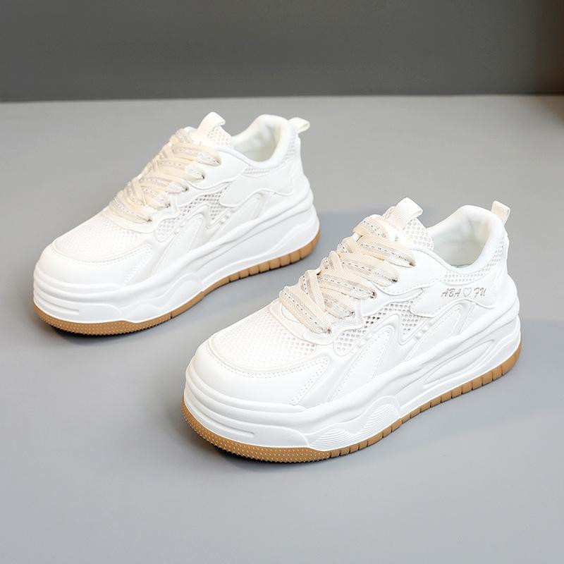 

[Customized] ZY1051 new little white shoes 2025 spring and summer mesh explosion, increase in height, thick soles, popular among students 35