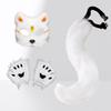 fox ears cos A Halloween set of plush gloves with animal claws, animal ears, and animal tails, along with a face mask and tail for women