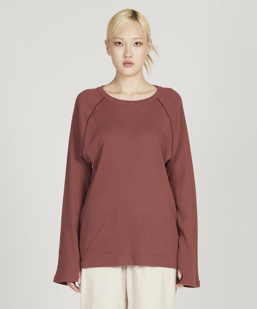 Washaepeun Jacquard Warmer Knit T-Shirt Wine