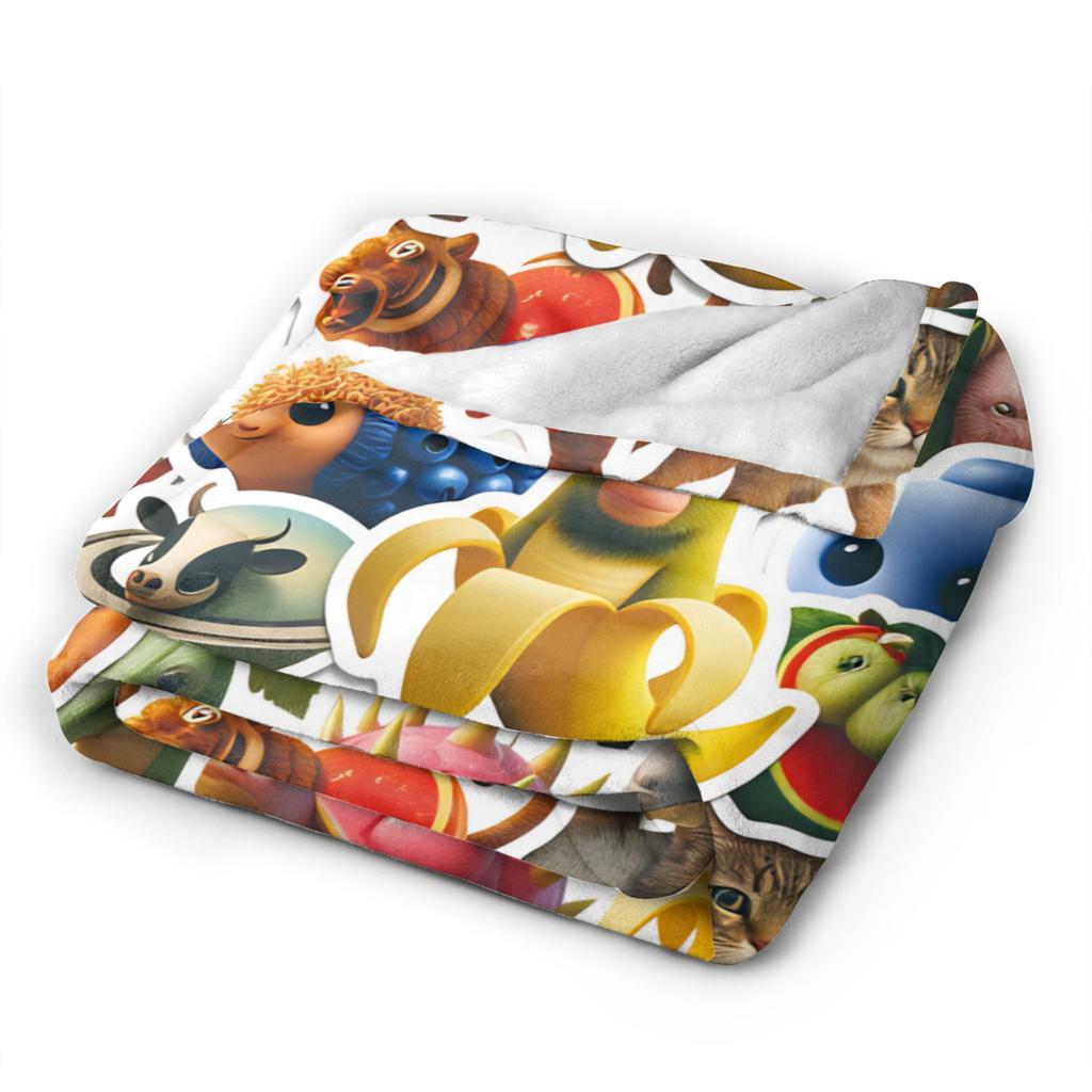 Italian Brainrot Funny Meme Plush Blanket Kids Adult  Flannel Throw Blanket For Couch Chair Sofa Bed Warm Soft Quality Bedspread