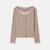 Button-Front Layered Long Sleeve T-Shirt