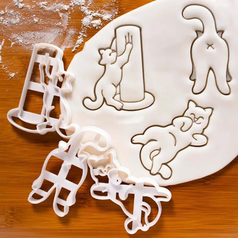 3D DIY Cute Cookie Cutters Mold Cat Kitty 3D Cookie Type Pastry Mold for Baking Kids Children Bakeware Kitchen Accessories