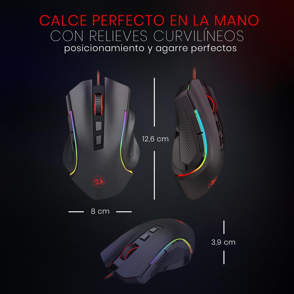 Black Redragon Wired Gaming 7200 3212 PAW Sensor M602A-RGB Mouse, DPI,