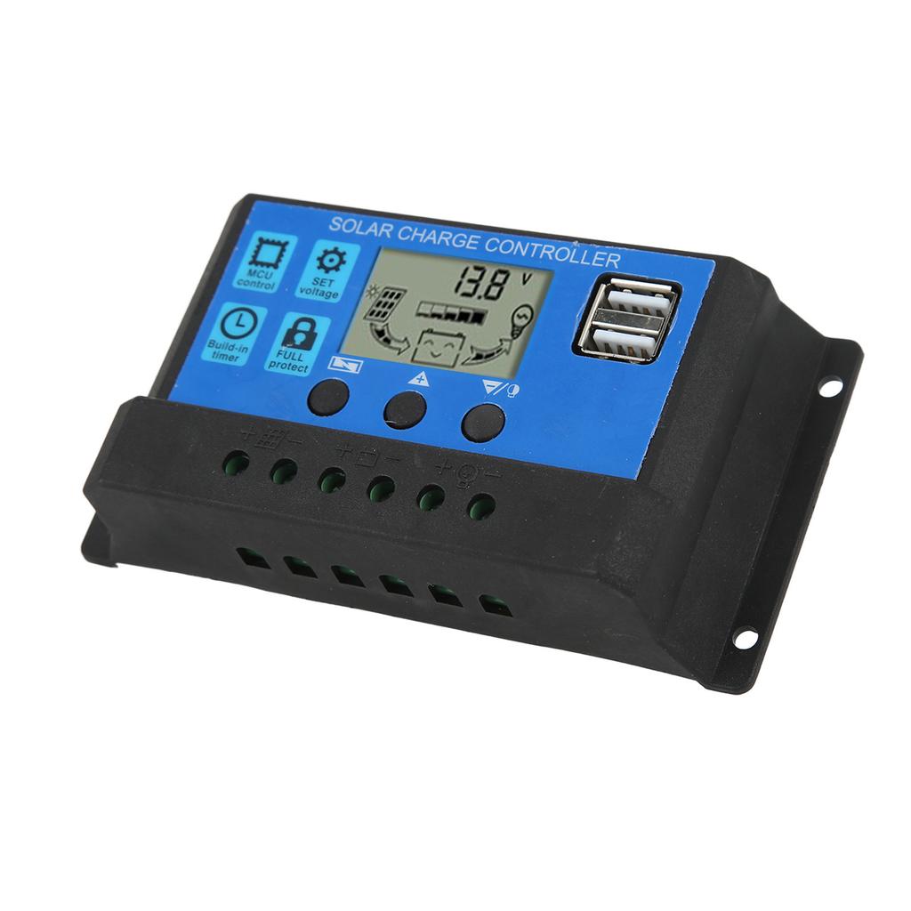 Solar Charge Controller 30A Solar Panel Regulator Dual USB Output for 12V/24V Solar Panels