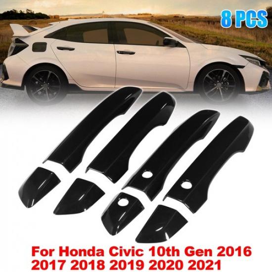 8Pcs Car Exterior Door Handle Trim Cover For Honda Civic 10th Gen 2016-